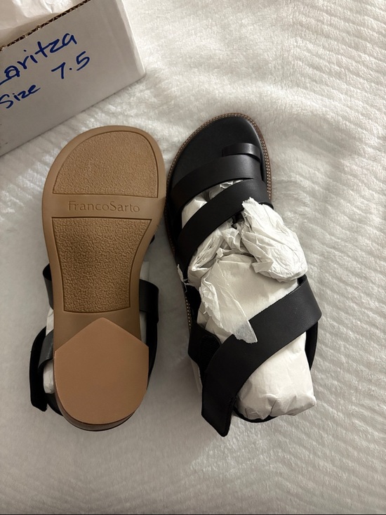 Franco Sarto Black Strappy Leather Sandals